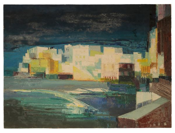 *SUSHILA SINGH (1904-1999) A stylised townscape with whitewashed buildings