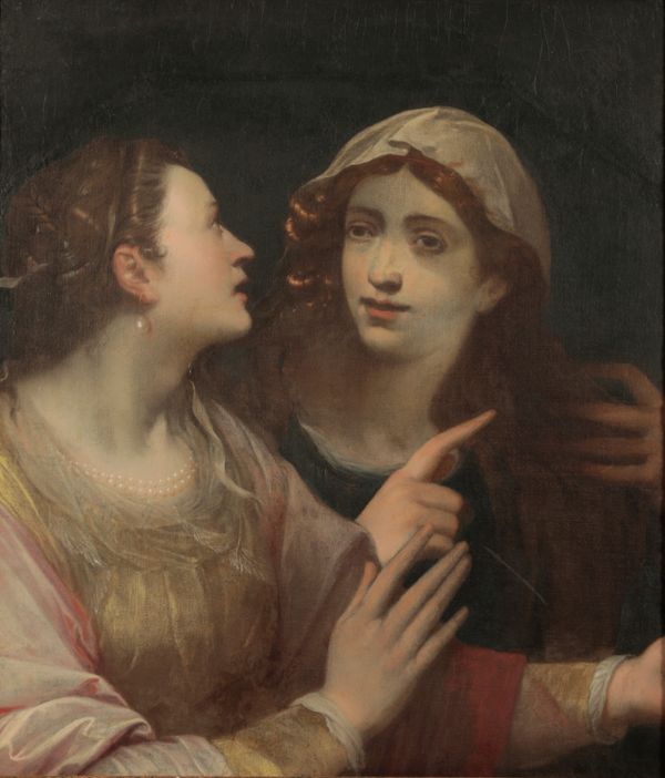 CONTINENTAL SCHOOL, 19TH CENTURY Two women conversing