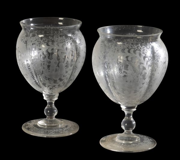 A PAIR OF BOHEMIAN GLASS GOBLETS