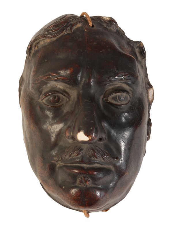 A PAINTED PLASTER DEATH MASK OF OLIVER CROMWELL