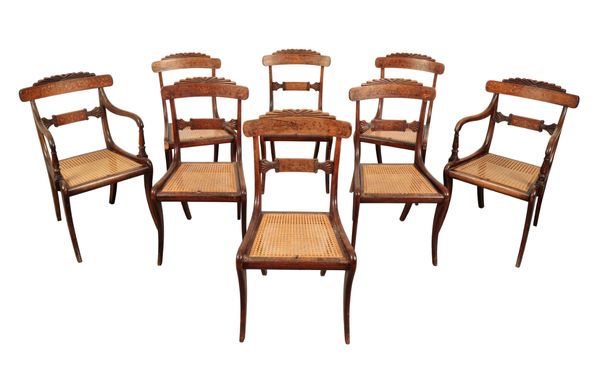 A SET OF EIGHT REGENCY DARK-STAINED BEECH DINING-CHAIRS