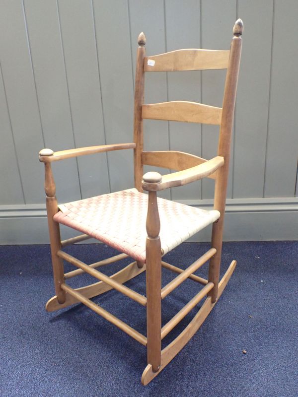 A SHAKER STYLE CHILD'S ROCKING CHAIR