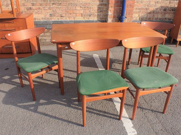 A 'DYRLUND' DANISH MID-CENTURY  DINING TABLE AND FOUR CHAIRS