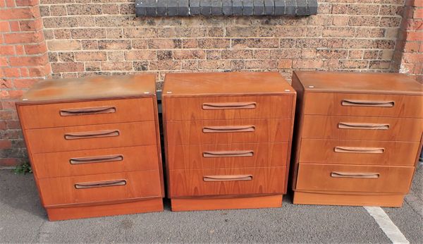 THREE G-PLAN TEAK CHESTS OF FOUR DRAWERS