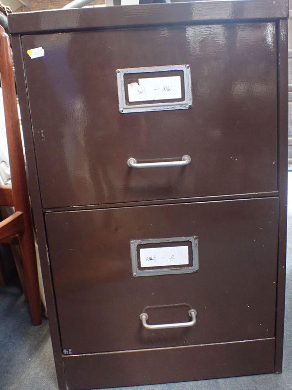 A TWO-DRAWER STEEL FILING CABINET