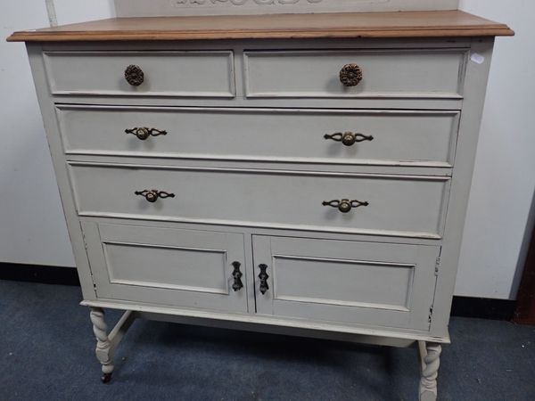 A 1920S OAK SIDEBOARD, PAINTED GREY