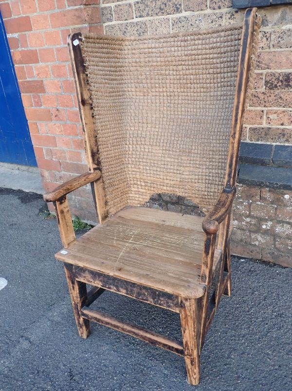 A 19TH CENTURY ORKNEY CHAIR WITH LIBERTY LABEL