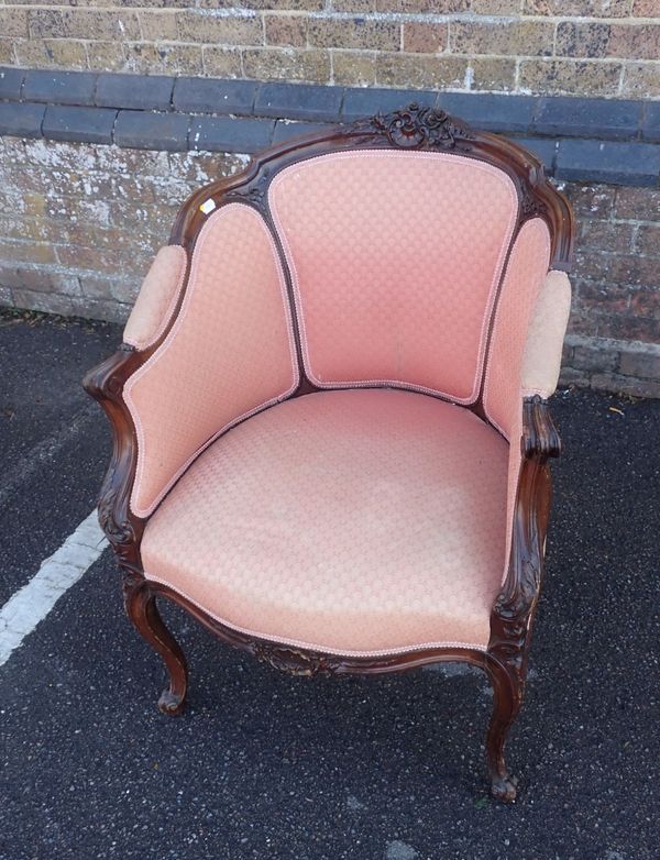 A LOUIS XVI STYLE TUB ARMCHAIR