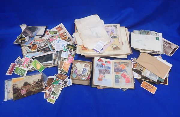 A COLLECTION OF POSTCARDS, STAMPS