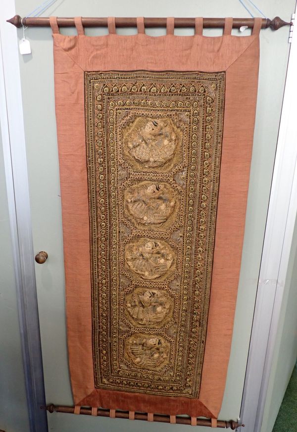 A THAI EMBROIDERED WALL HANGING