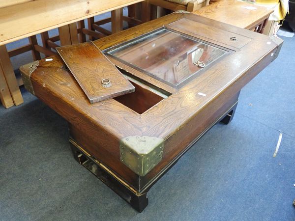 A CHINESE ELM 'ALTAR' FORM COFFEE TABLE