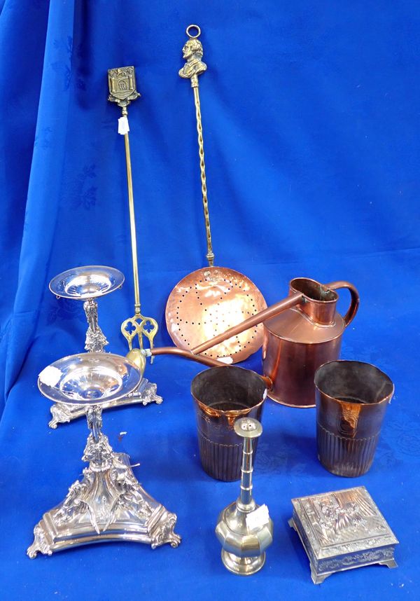 A PAIR OF BAROQUE STYLE SILVER-PLATED STANDS, WITH CAST GRYPHONS