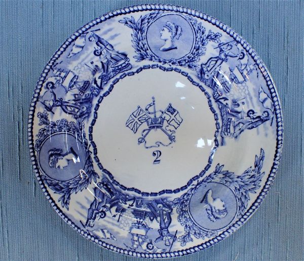 A  BLUE AND WHITE VICTORIAN NAVAL MESS PLATE