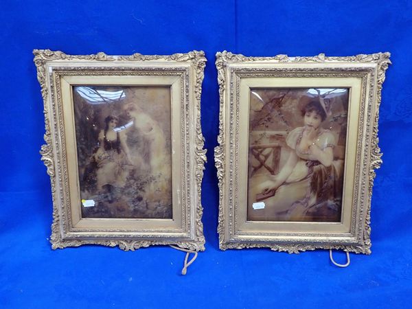 A PAIR OF VICTORIAN CRYSTOLEUM PICTURES