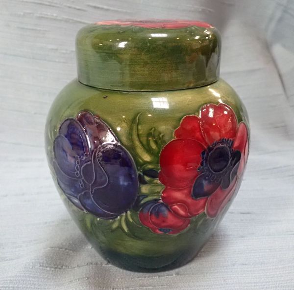 A MOORCROFT ANEMONE PATTERN GINGER JAR AND COVER