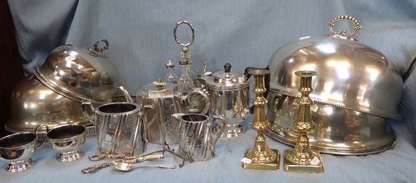 A COLLECTION OF PLATED AND BRASS WARES