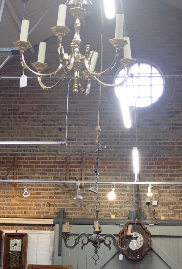 A FRENCH CHATEAU STYLE METAL CHANDELIER