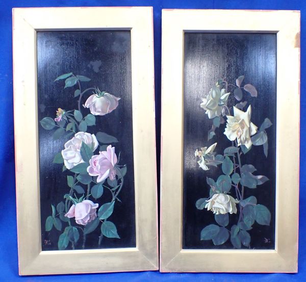 A PAIR OF VICTORIAN PAINTED PANELS
