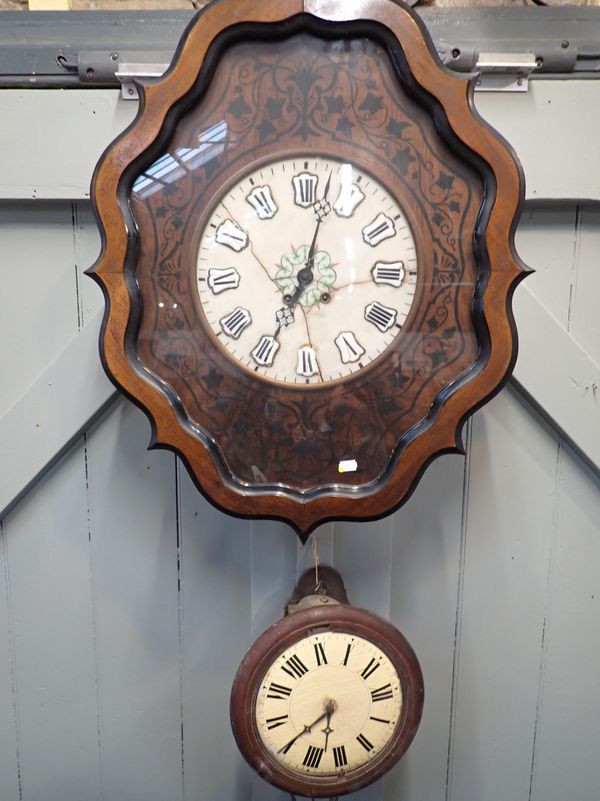 A FRENCH COMTOISE 'OEIL DE BOEUF' WALL CLOCK