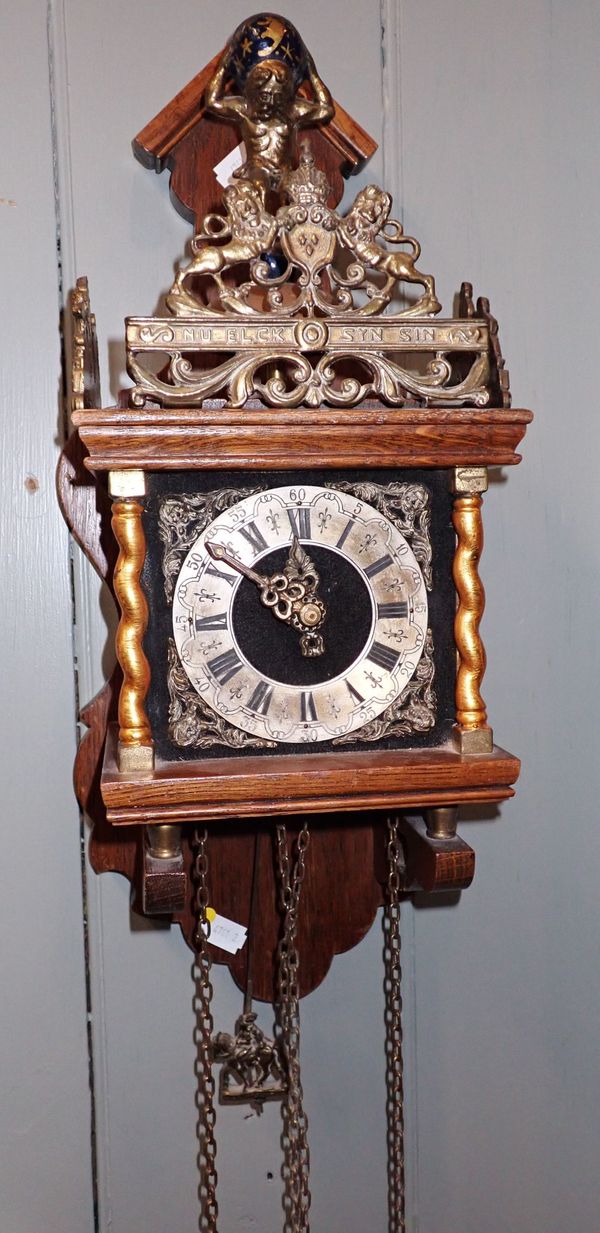 A REPRODUCTION DUTCH WALL CLOCK