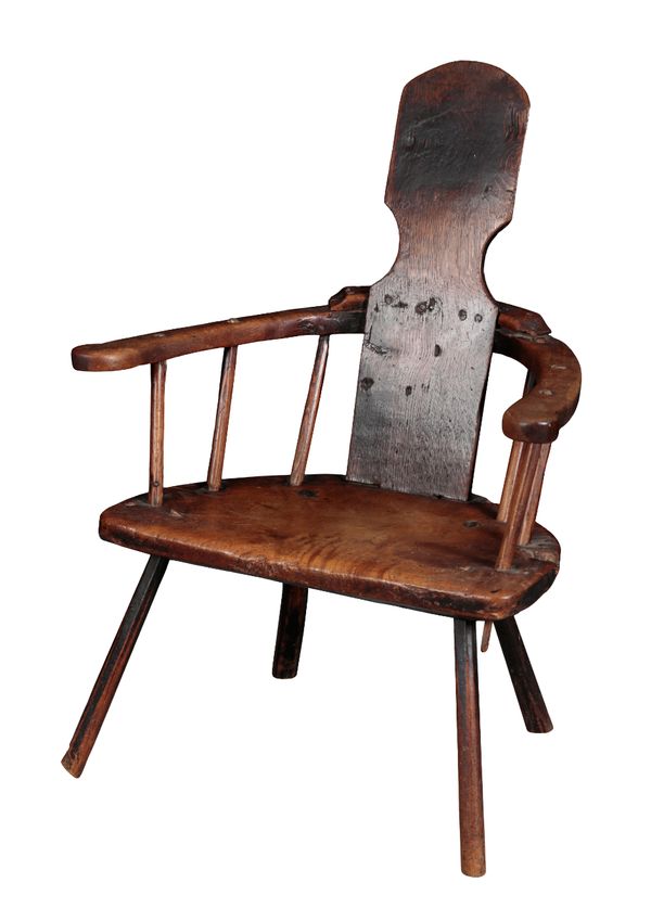 A PRIMITIVE VERNACULAR ARMCHAIR, PROBABLY WELSH