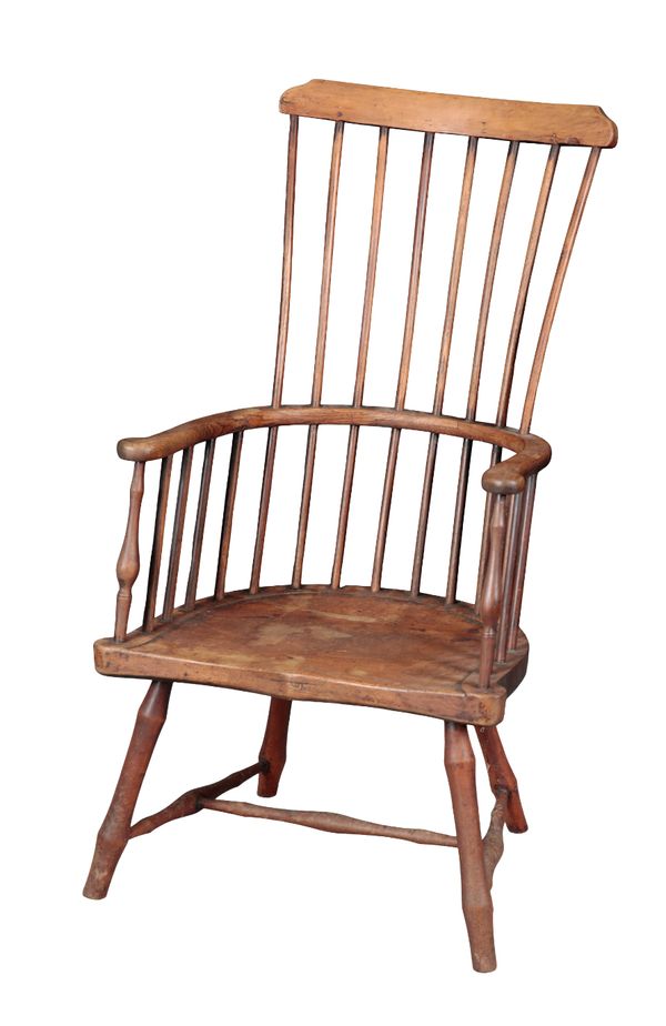 AN ASH AND ELM WINDSOR ARMCHAIR, PROBABLY A SCOTTISH DARVEL CHAIR