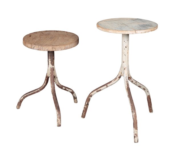 TWO WHITE-PAINTED STOOLS