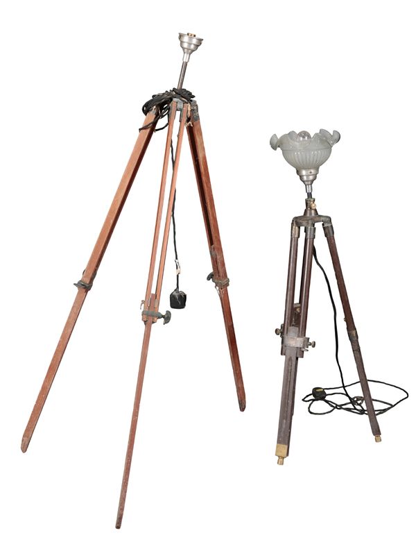 TWO ADJUSTABLE TRIPOD LAMPS