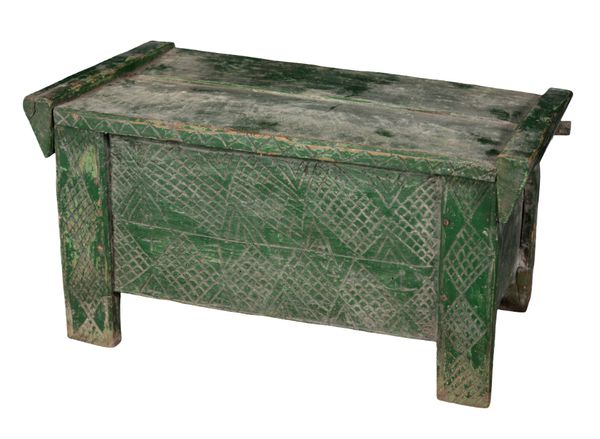 A SMALL SCANDINAVIAN GREEN-PAINTED CHEST