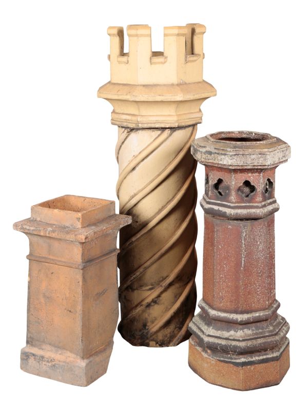 THREE CHIMNEY POTS TURNED GARDEN FEATURE