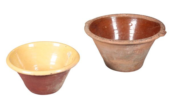 TWO TERRACOTTA DAIRY BOWLS