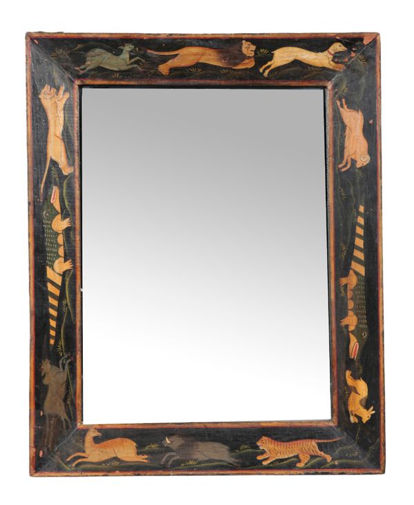 A 'FOLK ART' POLYCHROME PIER MIRROR