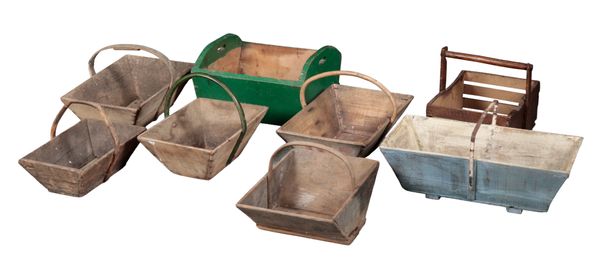 A GROUP OF EIGHT RUSTIC GARDEN TRAYS