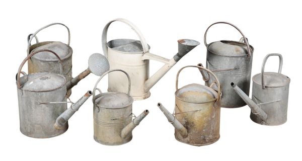 A GROUP OF SEVEN VINTAGE WATERING CANS
