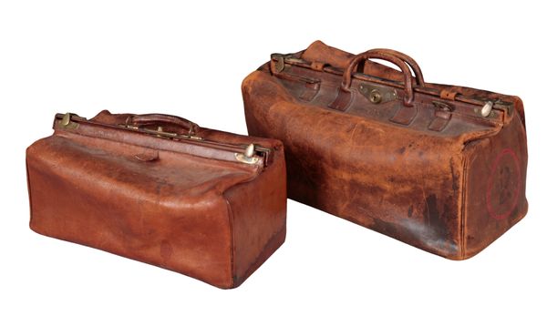 TWO VINTAGE LEATHER GLADSTONE BAGS