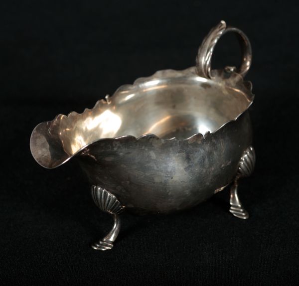 A GEORGE V SILVER OVAL SAUCE BOAT