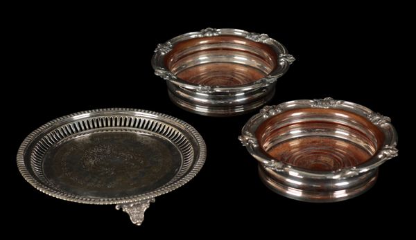 PAIR OF 19TH CENTURY SILVER PLATED COASTERS