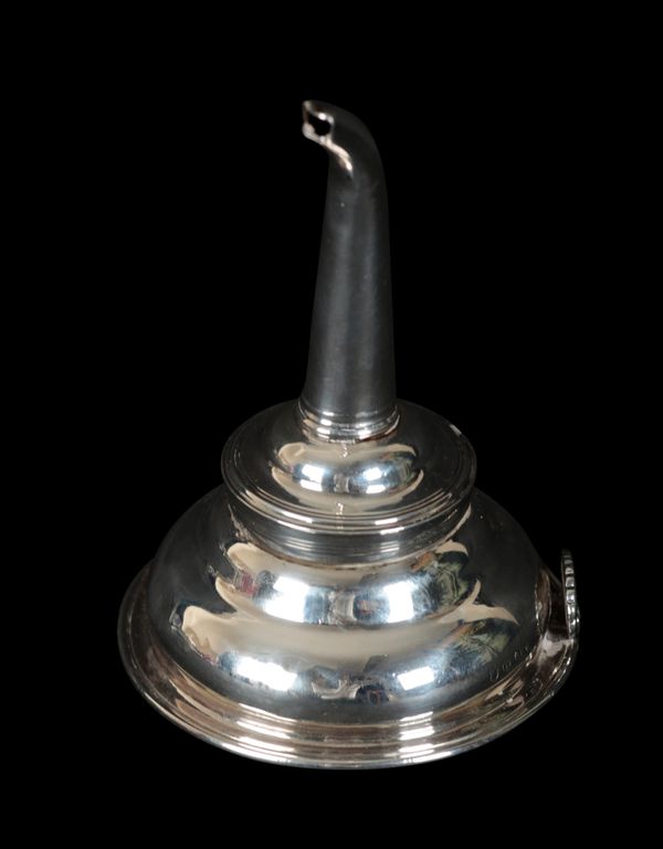 A GEORGE III SILVER WINE FUNNEL