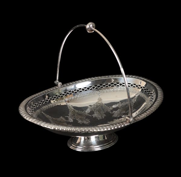 A LATE VICTORIAN SILVER PLATED OVAL BASKET