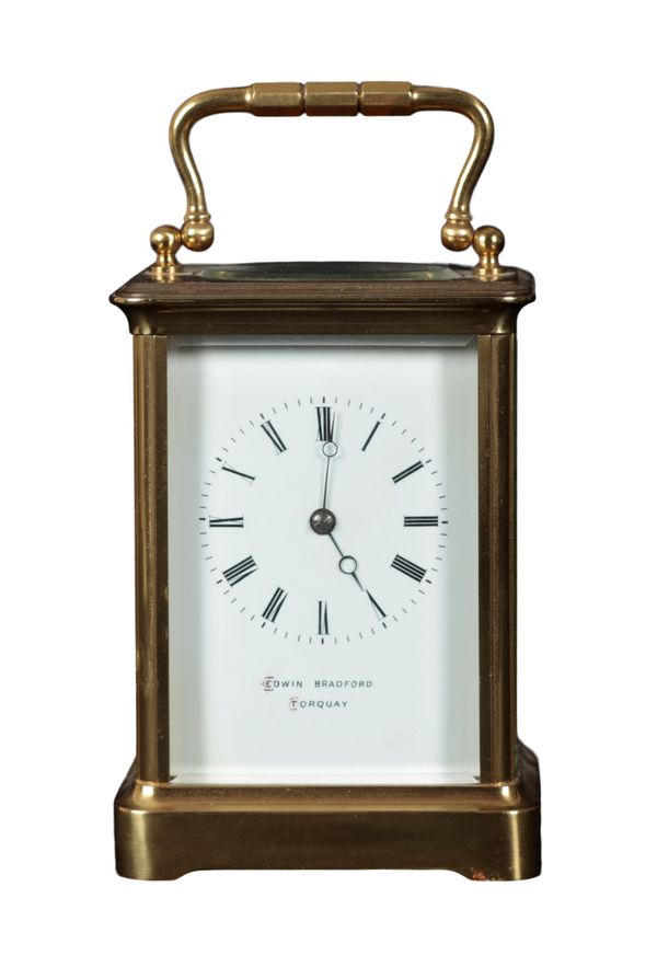 A FRENCH BRASS CASED CARRAGE CLOCK