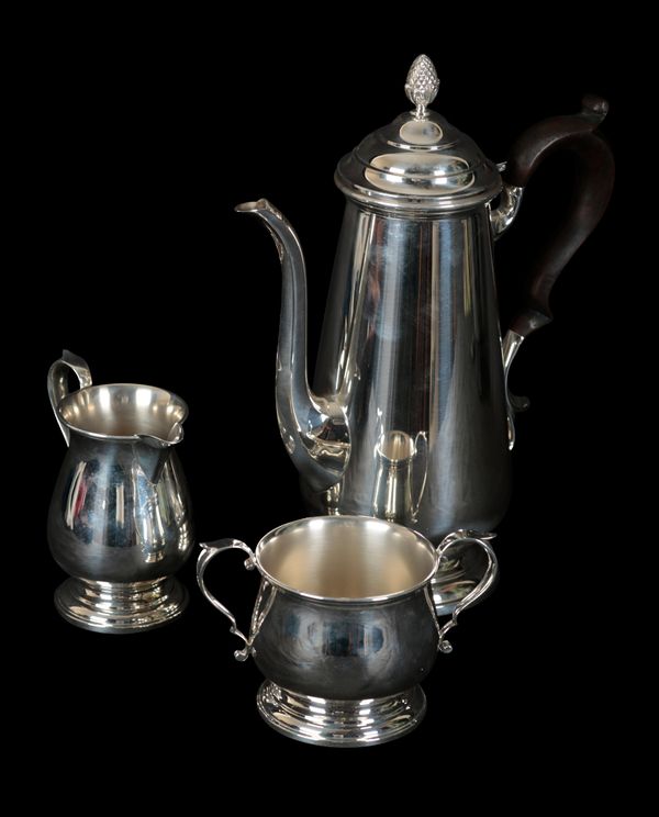 A THREE-PIECE SILVER COFFEE SET