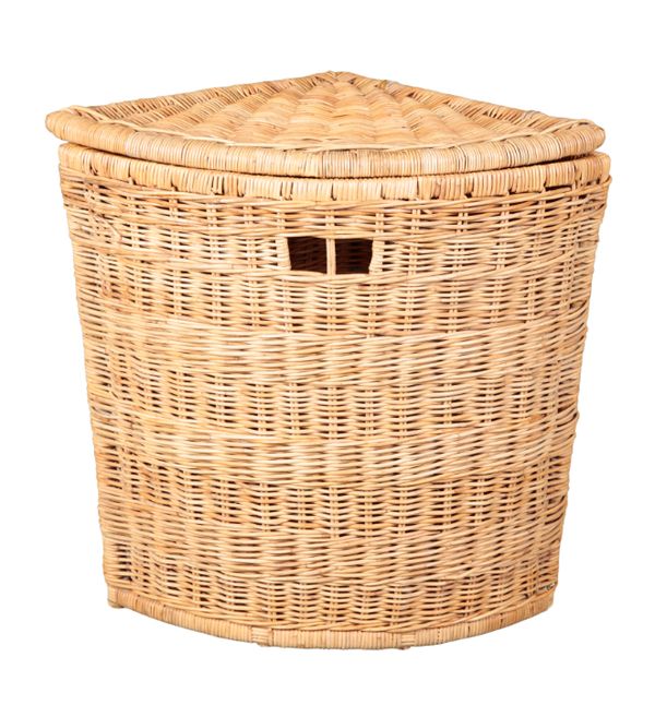 A WICKER CORNER LINEN BASKET