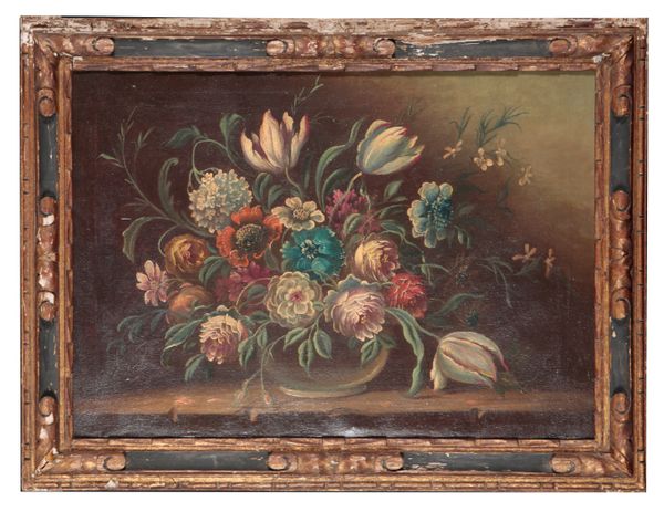 A 17TH CENTURY DUTCH STYLE STILL LIFE OF FLOWERS