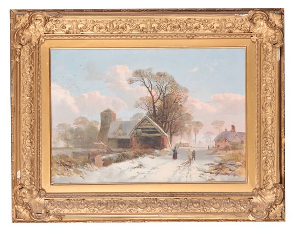 W.E. JONES (19TH CENTURY), WINTER VILLAGE LANDSCAPE