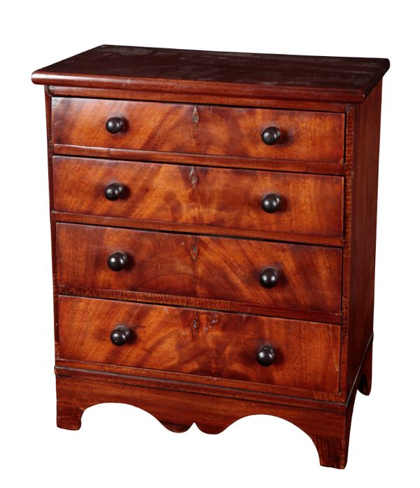 A REGENCY MAHOGANY MINIATURE CHEST OF DRAWERS