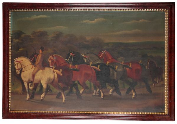 EARLY 20TH CENTURY IN THE 18TH CENTURY STYLE, WORKING HORSES OFF TO MARKET