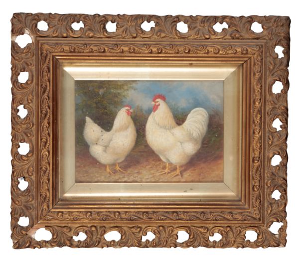 A.HALL (19TH/20TH CENTURY), PORTRAIT OF A SUSSEX COCKEREL AND HEN