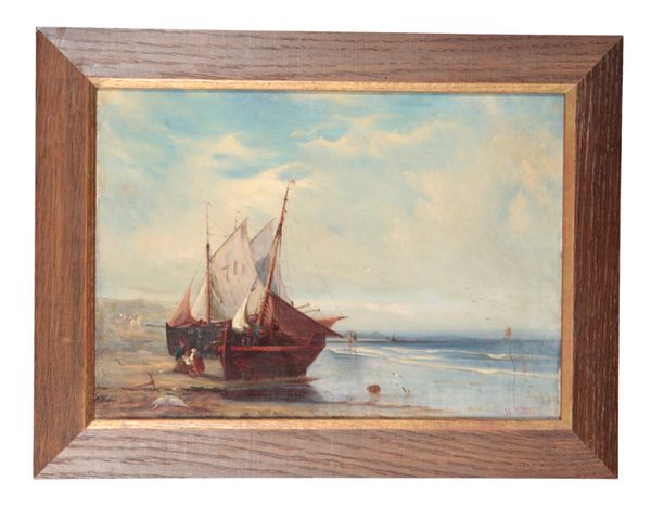 W.KNEBEL? (19TH CENTURY), FISHING BOATS AT WATER'S EDGE