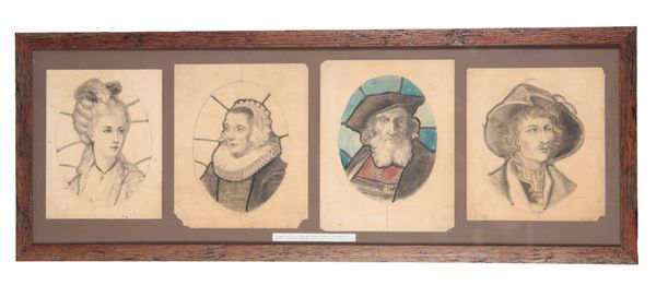 A SET OF FOUR WORKING DRAWINGS FOR STAINED GLASS WINDOWS