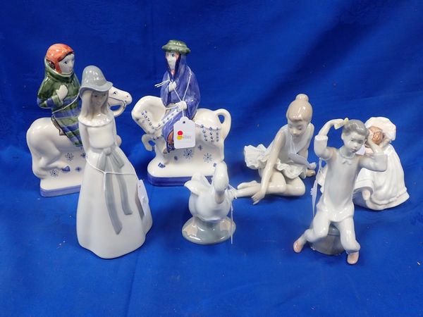 TWO RYE POTTERY CANTERBURY TALES FIGURES